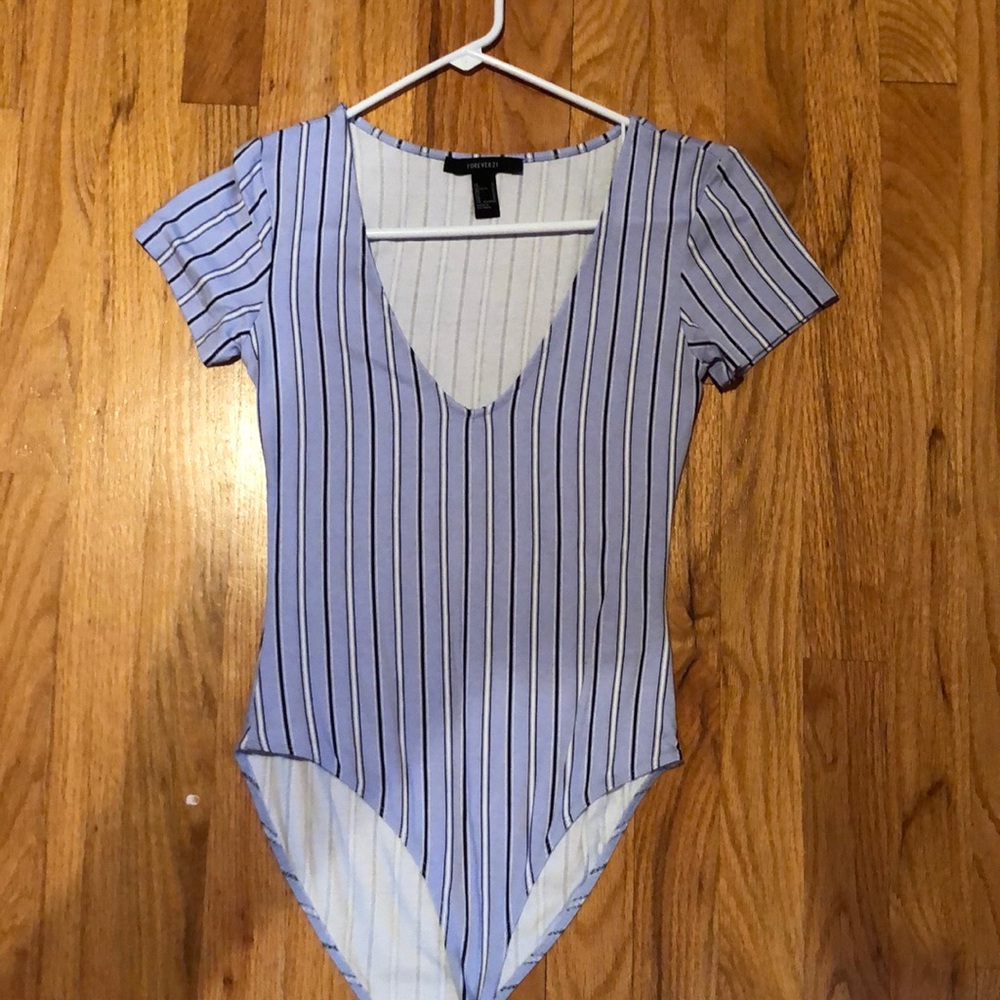 Forever 21 Low Cut Striped Body Suit
